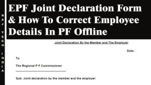 Epf Joint Declaration Form Pdf Download 2019 - 2020