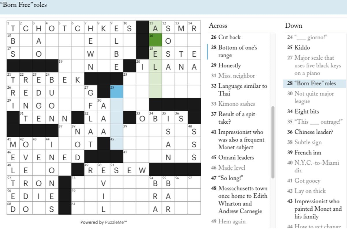 Complete the crossword puzzle by supplying the accurate letters