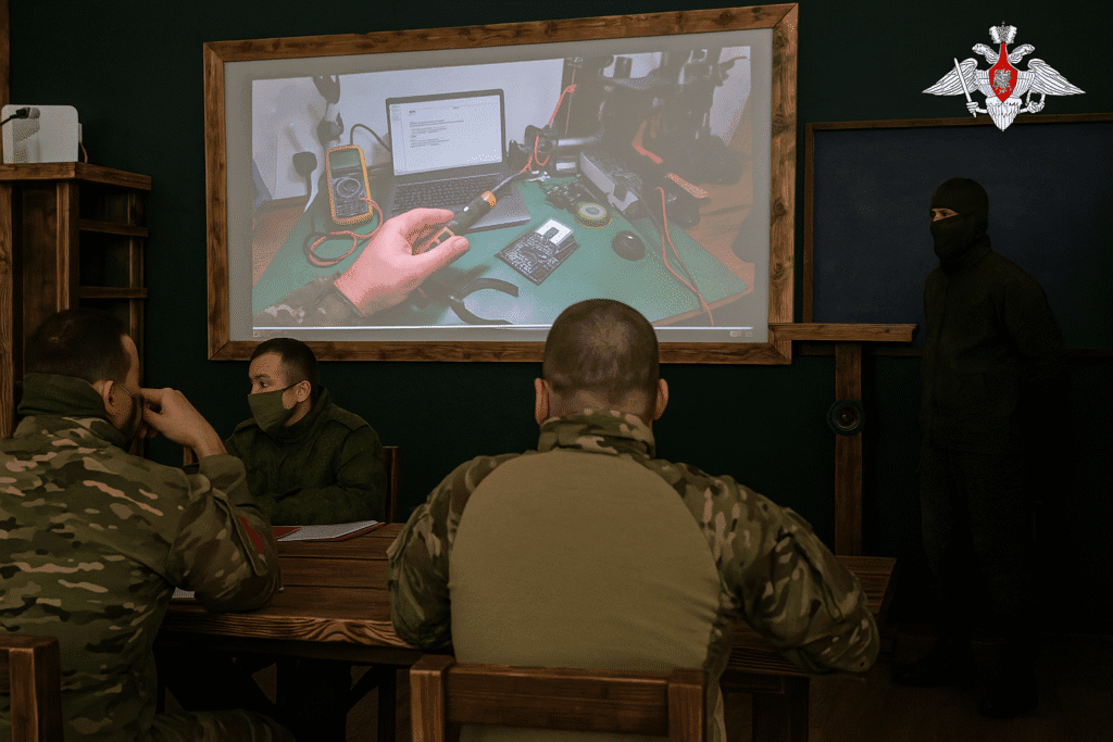 In this photo taken from video distributed by the Russian Defense Ministry Press Service on Monday, May 26, 2025, Russian serviceman train to operate military drones in an undisclosed location. (Russian Defense Ministry Press Service via AP