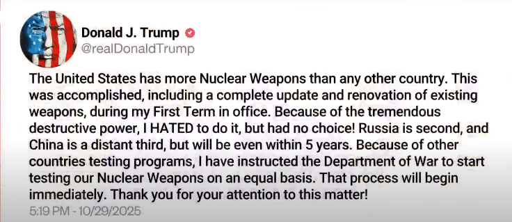 Putin Demands Plans for New Nuclear Tests After Trump’s Comments