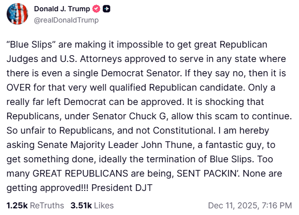 Donald Trump via Truth Social