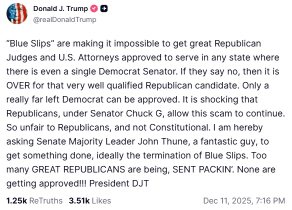 Donald Trump via Truth Social