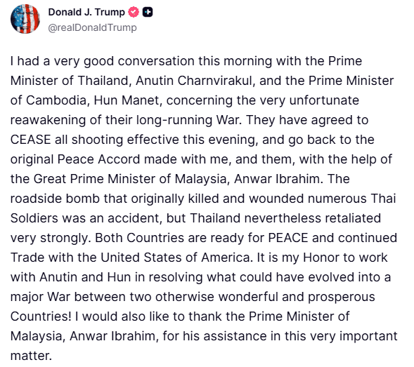 Donald Trump via Truth Social