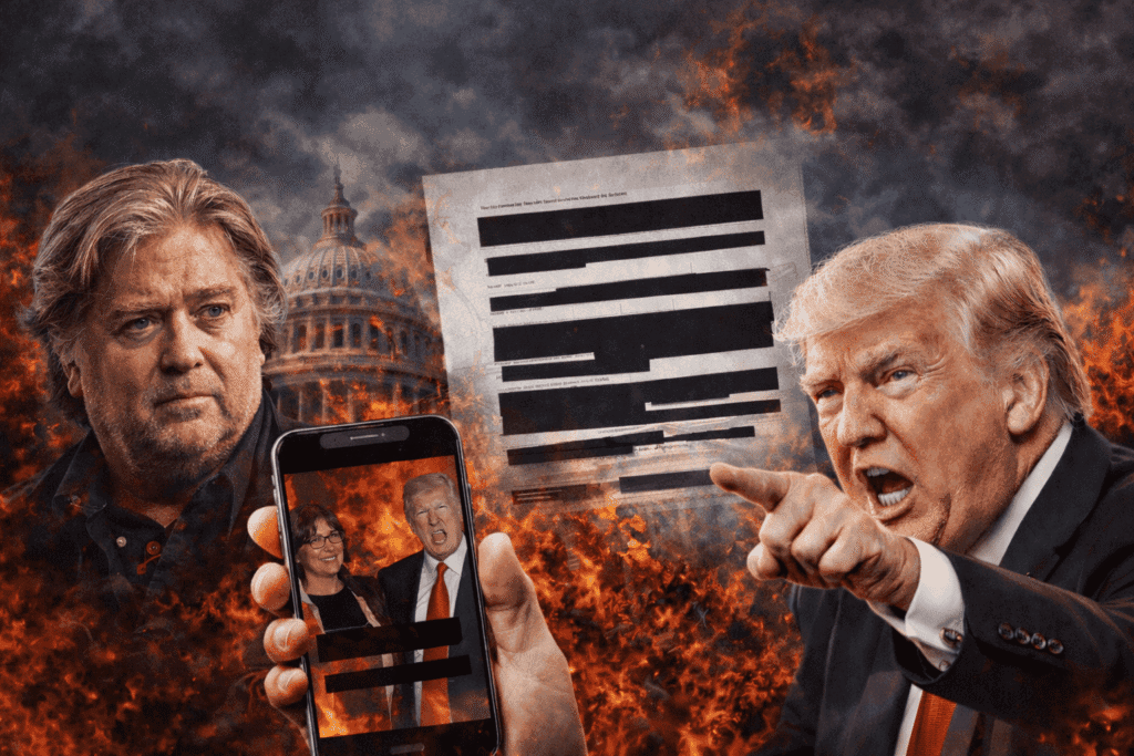 Trump Slammed for ‘Blatant Violation’ of Epstein Law After Redacted Bannon Phone Evidence Surfaces