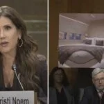 Senator Confronts Kristi Noem With Photo of Luxury Jet Bedroom During Hearing